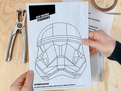 star wars sith trooper's helmet a4 stained glass pattern pdf 2