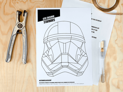 star wars sith trooper's helmet a4 stained glass pattern pdf