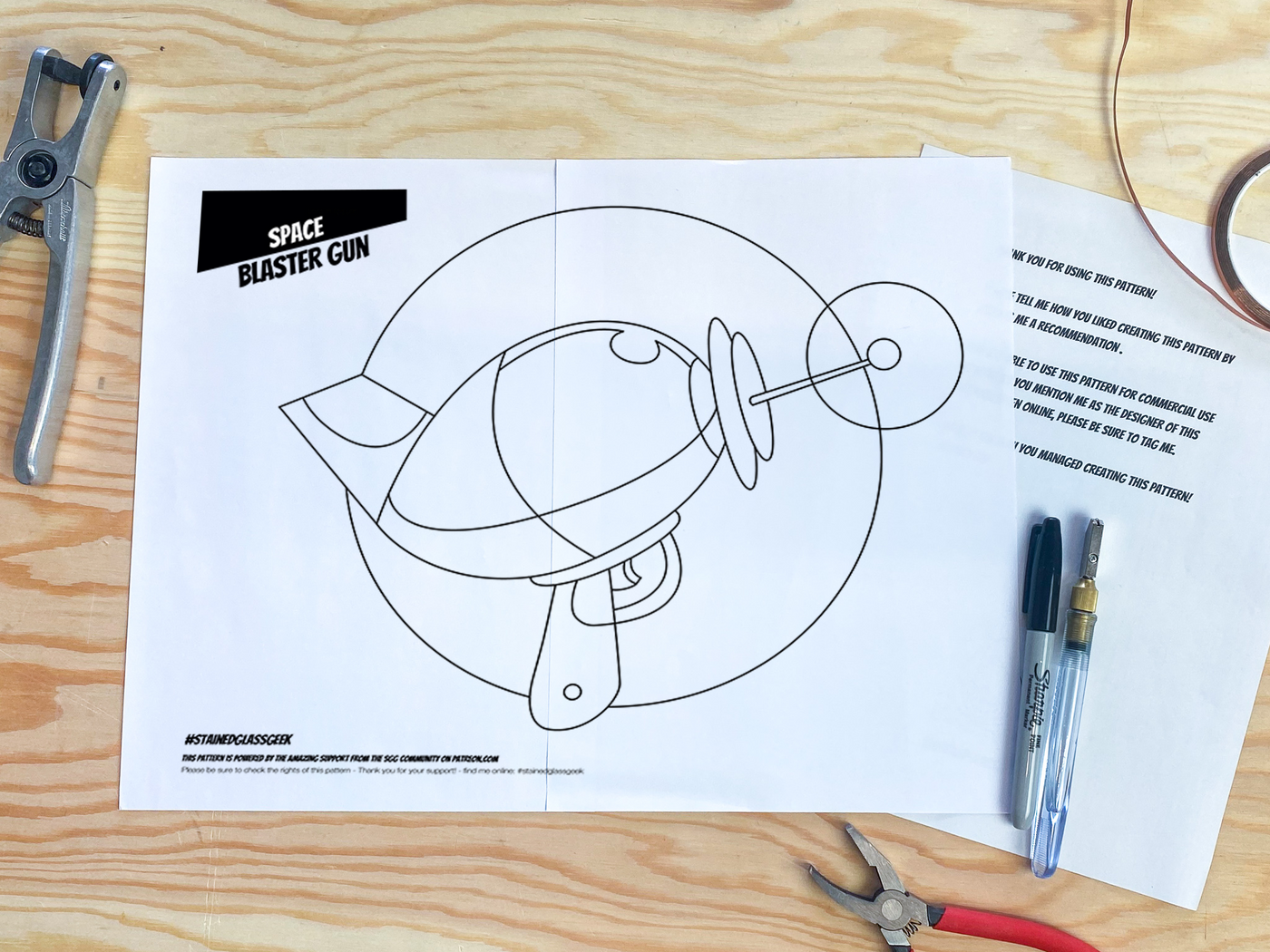 space blaster a3 stained glass pattern pdf