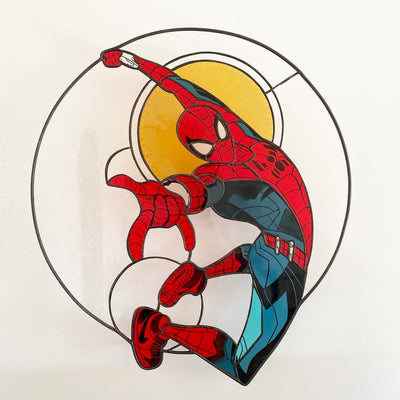 Spider-Man wearing Nike Air Jordan 1 Round Stained Glass Suncatcher