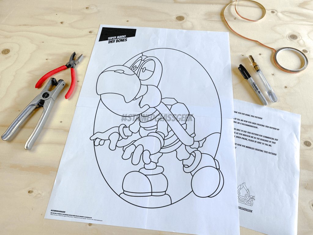 super mario dry bones oval stained glass pattern 